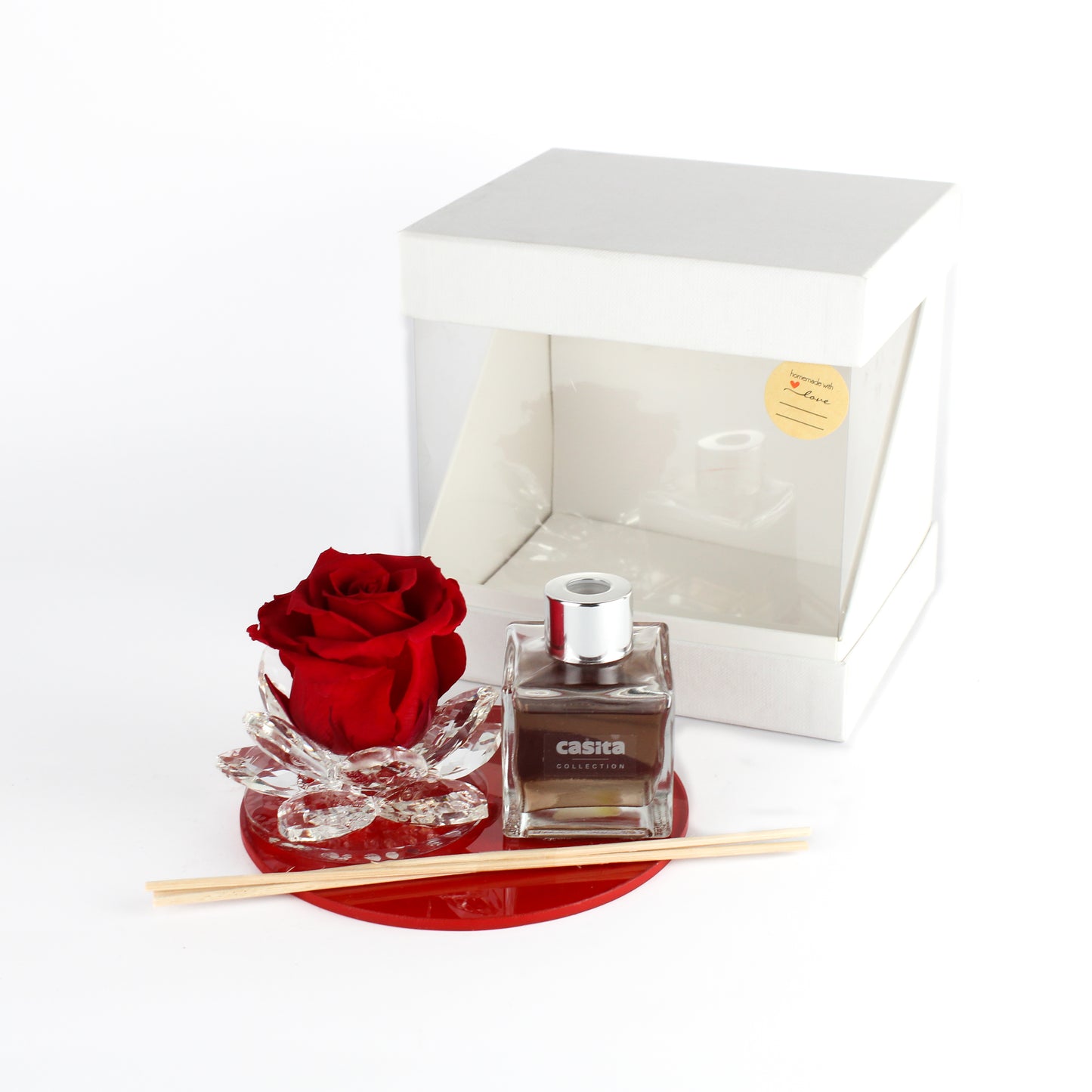 Box Grande Rosa Stabilizzata con Profumatore