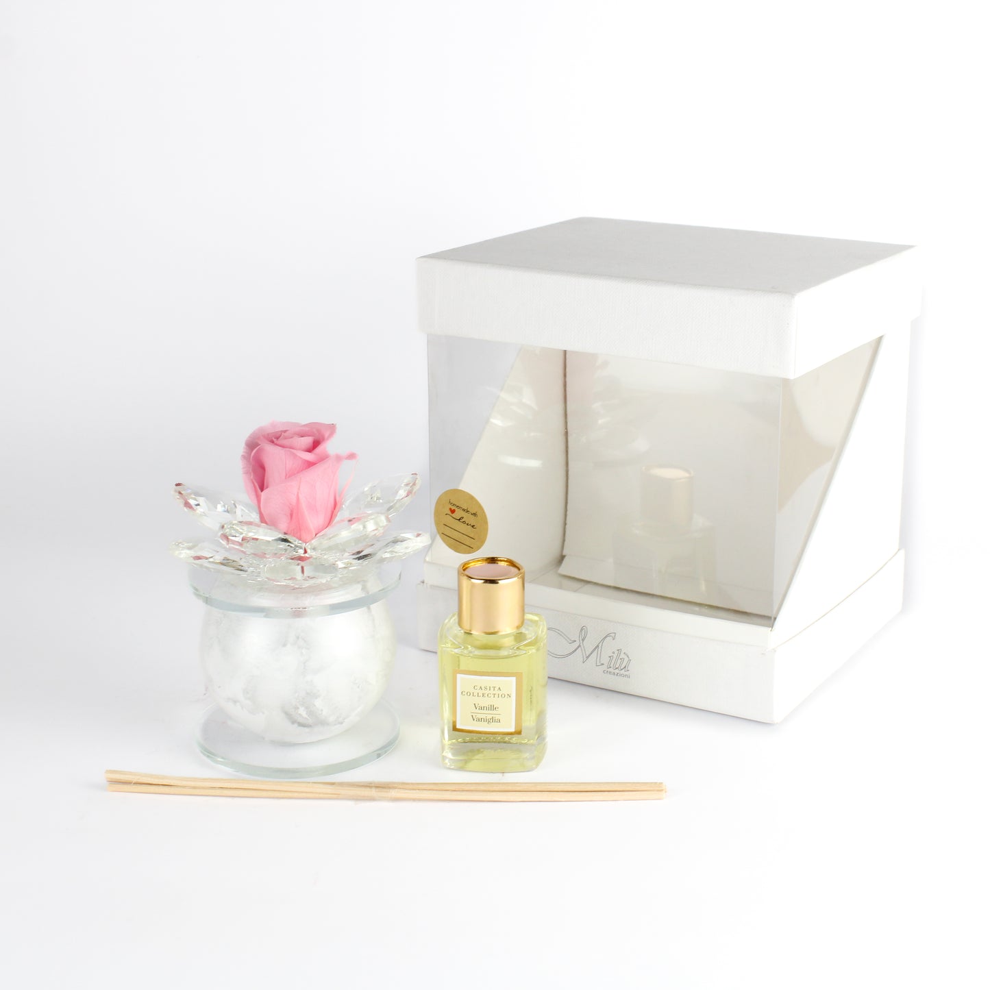 Box Piccola Rosa Stabilizzata con Profumatore