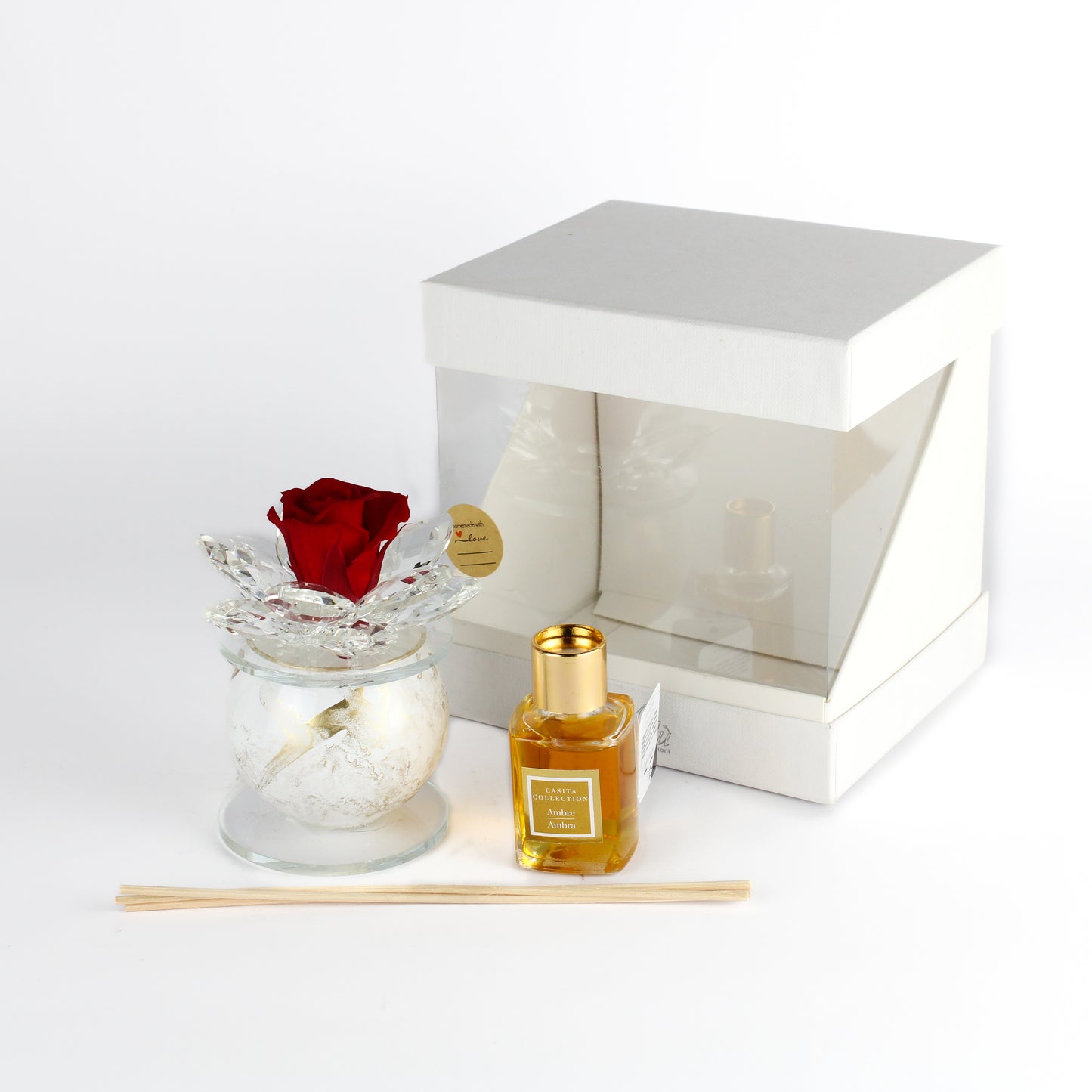 Box Piccola Rosa Stabilizzata con Profumatore