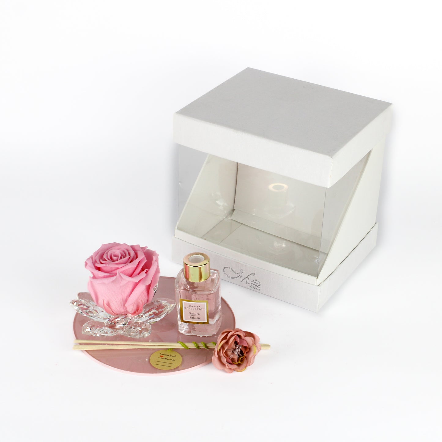 Box Grande Rosa Stabilizzata con Profumatore